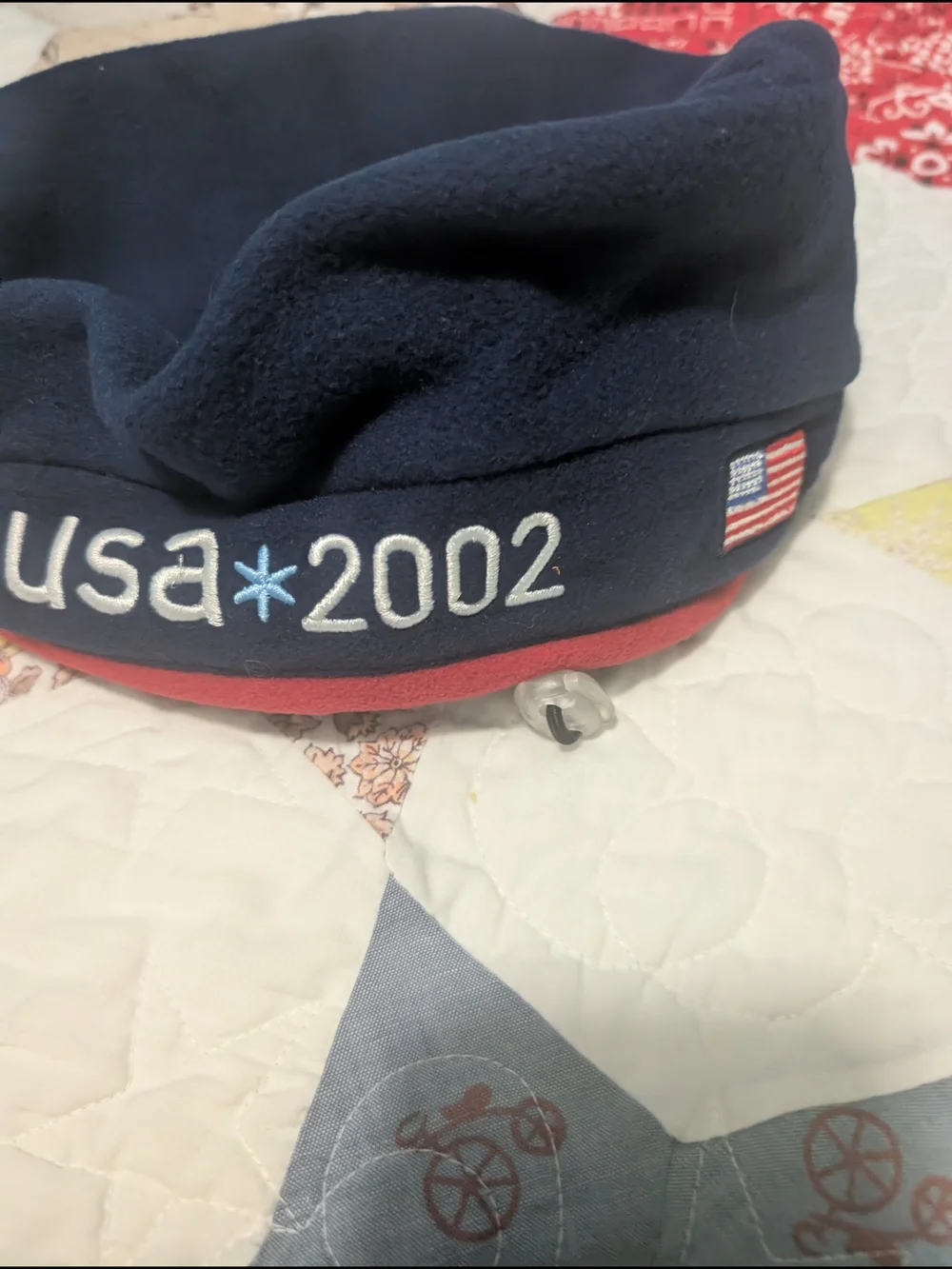 Roots Navy and Red USA Embroidered Beret